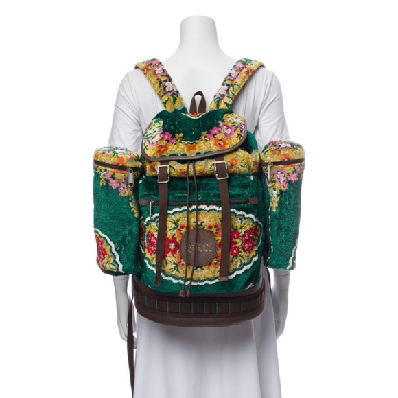 LARGE FLORAL VELVET JACQUARD BACKPACK GUCCI - Picture 4 of 8